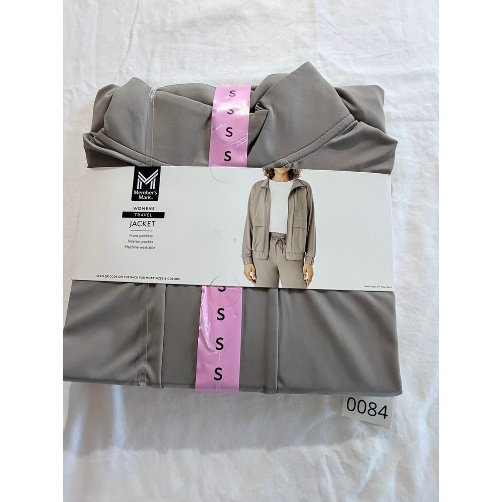 Members Mark Womens Travel Jacket Taupe Gray Full Zip Front Pockets Small NWT